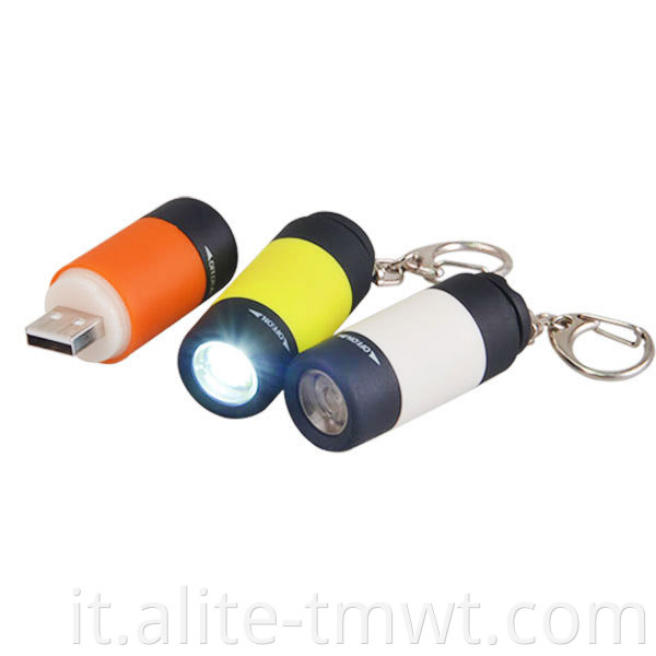 Torcia Mini tascabile per portachiavi a LED ricaricabile ricaricabile USB